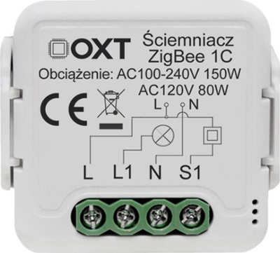 Модул димер Oxt Mini ZigBee 1 коло, Tuya, 150W, бел