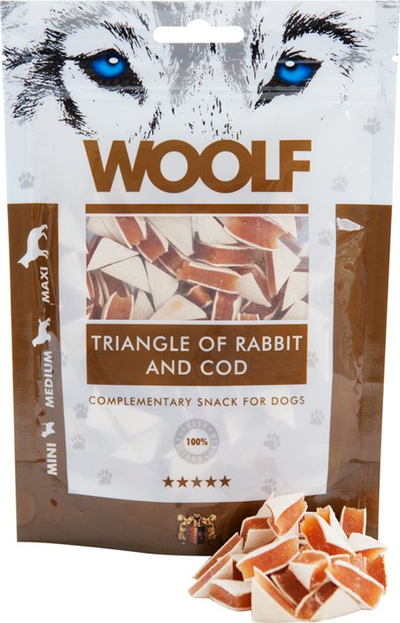 Shpërblime trajnimi për qen Woolf, lepur edhe merluc, 5x100g