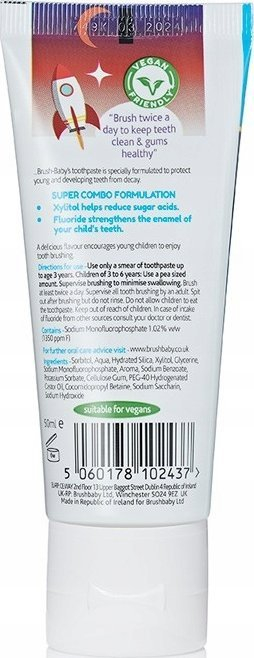 Pasta dhëmbësh për fëmijë Brush Baby Rocket, boronicë, 50ml