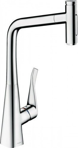 Rubinet kuzhine Hansgrohe Metris Select M71 72833000, me dush tërheqës, krom