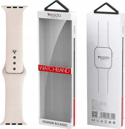 Rrip ore Yesido WB44 për Apple Watch 38/40/41mm, silikon, starlight bezhë