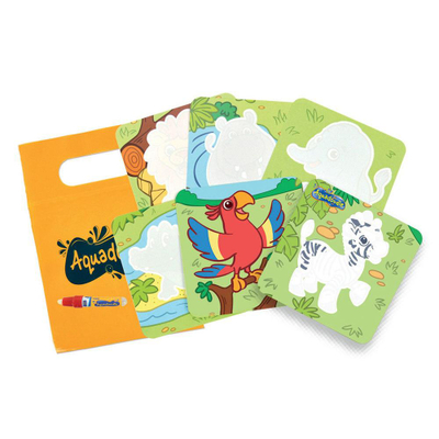 Set vizatimi Tomy Aquadoodle Mini Mats Zoo Animals, 6 tapeta, me stilolaps uji, shumëngjyrësh