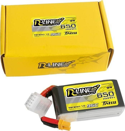 Bateri LiPo Tattu R-Line, 650mAh 11.1V 95C 3S, XT30, e verdhë