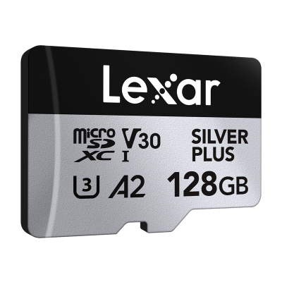 Kartë memorie microSD Lexar Silver Plus, 128GB, V30 UHS-I, paketim 2 copë, argjendtë