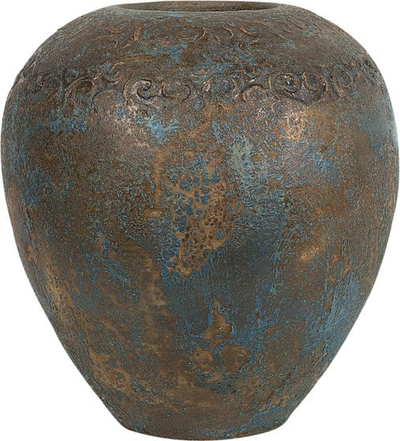 Vazo dekorative NIDA Gold with Turquoise, qeramike, stil i vjetër, ari dhe turkeze
