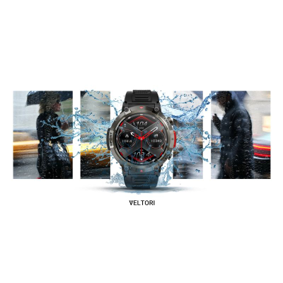 Паметен часовник Veltori VT140-1, екран 1.45", Bluetooth 5.0, црна силиконска лента