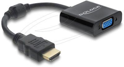 Adapter HDMI në VGA Delock, 1080p, 15cm, i zi