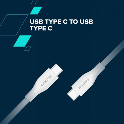 Kabllo USB Canyon CC60SC10, USB C në USB C, 60W, 1m, e bardhë