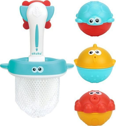Lodër banje Akuku Strainer Basket, set me 3 topa, mbi 12 muajsh, shumëngjyrëshe