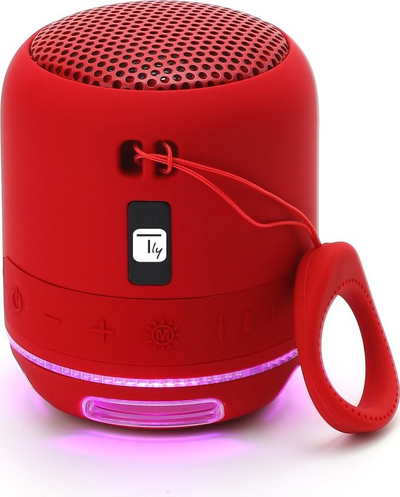 Altoparlant portabël Techly ICASBL94RE, Bluetooth 5.1, me drita LED, i kuq