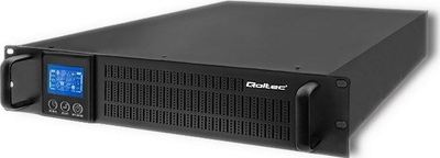 UPS rack Qoltec, 2kVA, 1600W, me ekran LCD, ngjyrë e zezë