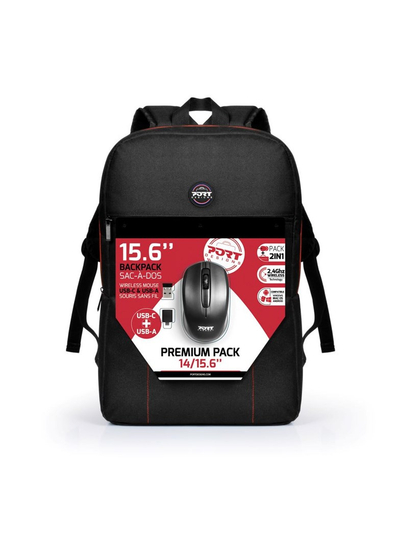 Set çantë shpine dhe maus wireless për laptop 14/15.6", 1000 DPI, i zi