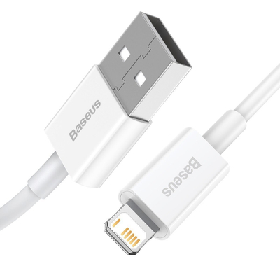 Kabllo USB Lightning Baseus Superior CALYS-A02, 1m, 2.4A, e bardhë