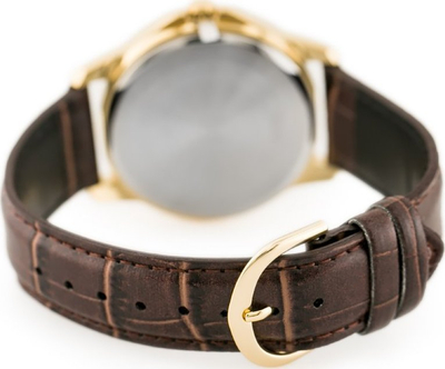 Orë Casio MTPV004GL-9A quartz, me rrip lëkure kafe