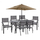 Set Tavolinë 150×90 cm + 6 karrige + çadër,"HM11533.02", gri