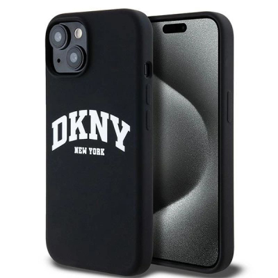 Këllëf telefoni DKNY Liquid Silicone Arch Logo MagSafe për iPhone 14, i zi