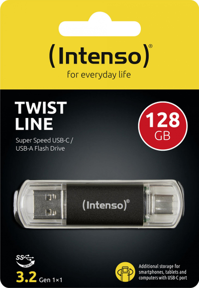 USB flash Intenso 3539491, 128GB, USB 3.2, USB Type A dhe USB Type C
