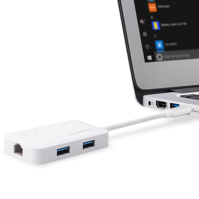 Qendër USB Edimax USB-C, 3 porta USB 3.0, Gigabit Ethernet, e bardhë