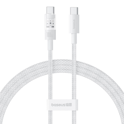 Кабел Baseus Transparent USB C во USB C, 100W PD, брзо полнење, проѕирен