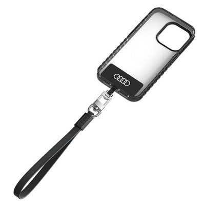 Rrip dore telefoni Audi Universal Phone Lanyard, lëkurë eco, 28 cm, i zi