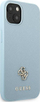 Mbulesë telefoni Guess Saffiano 4G Metal Logo për iPhone 13, hardcase, blu