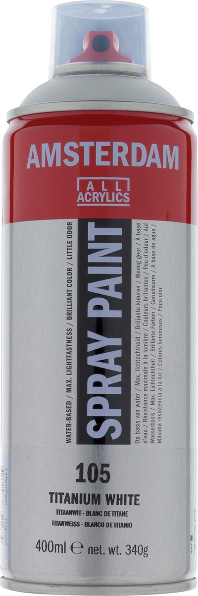 Bojë sprej akrilike Amsterdam Titanium White, 400ml, bazë uji, e bardhë titan