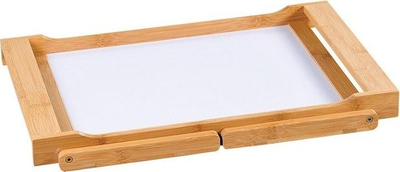 Tabaka mëngjesi Kesper Bamboo Tray, bambu, me këmbë palosëse, e bardhë