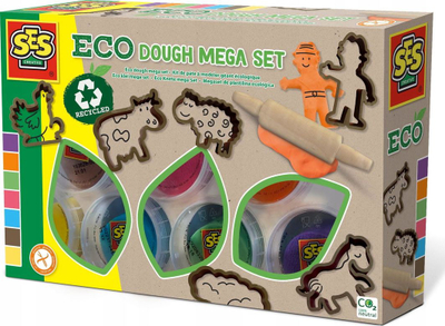 Set plasteline bio SES Creative, 7 copë, me rula dhe forma ferme, shumëngjyrëshe