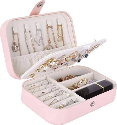 Kuti për me rregullu bizhuteritë Travel Jewelry, 16 x 11 x 5 cm, rozë