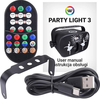 Efekt drite Light4Me PARTY LIGHT 3, LED RGB, lazer i kuq dhe jeshil, i zi