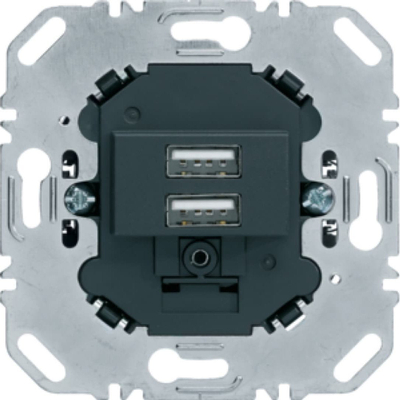 Prizë muri USB Hager Berker 260205, 2 porta, 3A, antracit mat