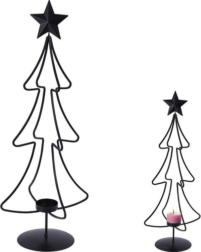 Mbajtëse qiri Home Styling Collection Christmas Tree, metal, 55cm, e zezë