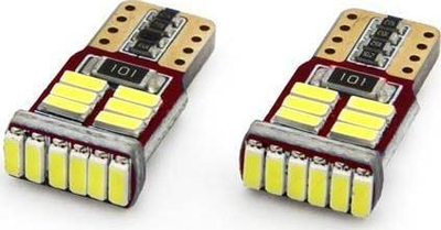 Llambë LED për veturë AMiO T10 W5W, 18SMD CANBUS, 12V, e bardhë