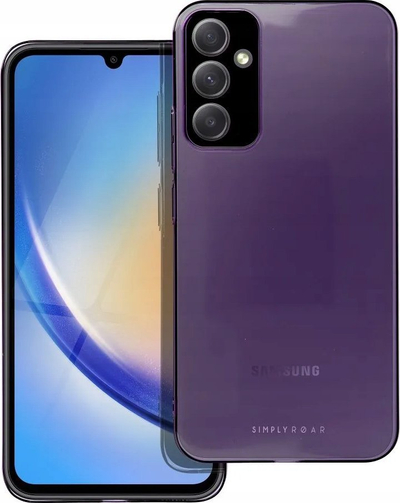 Mbrojtëse telefoni Roar Pure Simple Fit për Samsung Galaxy A34, silikon, transparente, vjollcë