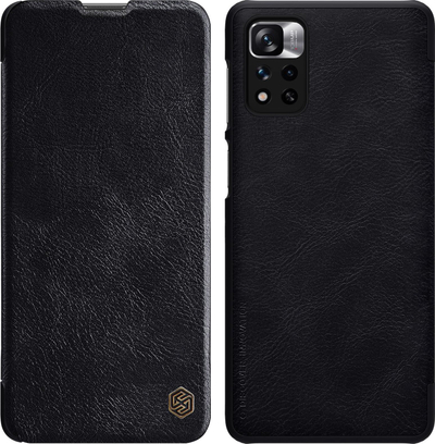 Këllëf telefoni Nillkin Qin për Xiaomi Poco X4 Pro 5G, me kapak palosës, me mbrojtje për kamerën, i zi