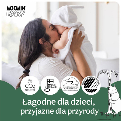 Pelena Moomin Baby Madhësia 1, 2-5 kg, 25 copë, të bardha