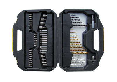 Set shpuese dhe bitash Stanley Drill STA7184, 70 copë, në kuti plastike, i zi