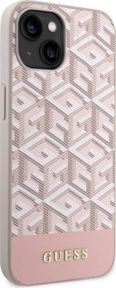 Mbulesë telefoni Guess GCube Stripes MagSafe për iPhone 14 Plus, hard case, rozë