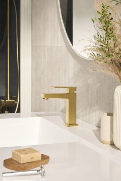 Rubinet lavamani Talocci Logon, për lavaman në këmbë, BRUSHED LIGHT GOLD, i artë
