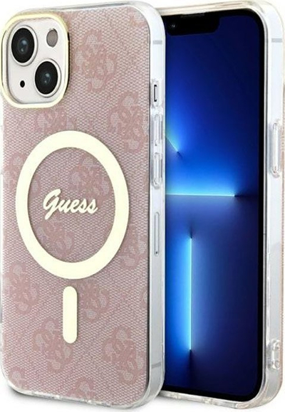 Mbrojtëse telefoni Guess 4G MagSafe për iPhone 14, rozë