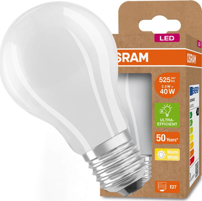 Llampë LED Osram Classic A 2.2W, 830 dritë e ngrohtë, E27, e bardhë e mjegullt