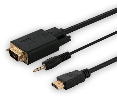Кабел HDMI во VGA Savio CL-198, со аудио, 1.8m, црн