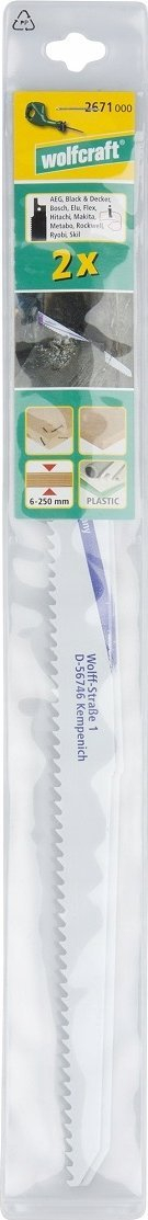 Set tehe sharrë reciproke Wolfcraft 2671000, 250mm, për dru dhe plastikë
