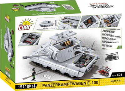 Set ndërtimi COBI Panzerkampfwagen E-100, shkallë 1:28, 37cm, shumëngjyrësh
