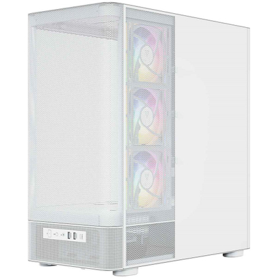 Kullë gaming Modecom Volcano AQ400 ARGB, MIDI Tower, ekran LCD, e bardhë