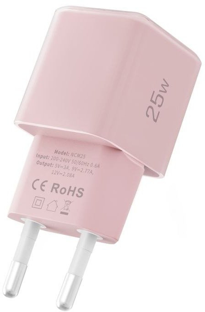 Karikues muri Tech-Protect NCM25, USB C PD 25W, portë USB C, rozë