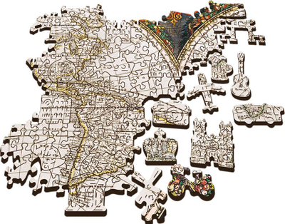 Puzzle druri Trefl Wood Craft Ancient World Map, 1000 copa, hartë bote e vjetër, shumëngjyrësh