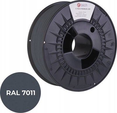 Filament 3D C-TECH PREMIUM LINE, PETG 1.75mm, 1kg, gri çeliku