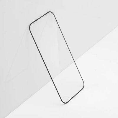 Stikla mbrojtëse Forcell Ultra Clear për iPhone 15 Plus, xham i fortë i temperuar, kornizë e zezë
