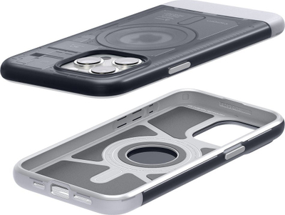Kuti mbrojtëse Spigen Classic C1 Mag MagSafe për iPhone 15 Pro Max, gjysmë e tejdukshme, grafit